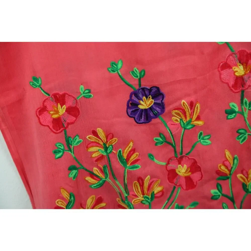 Womens Scarf Pink Floral Embroidered Dainty 26